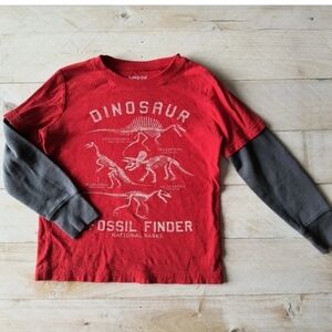 Jumping Beans Boys Toddler Dinosaur Fossil Long sleeve Graphics Red Shirt 5